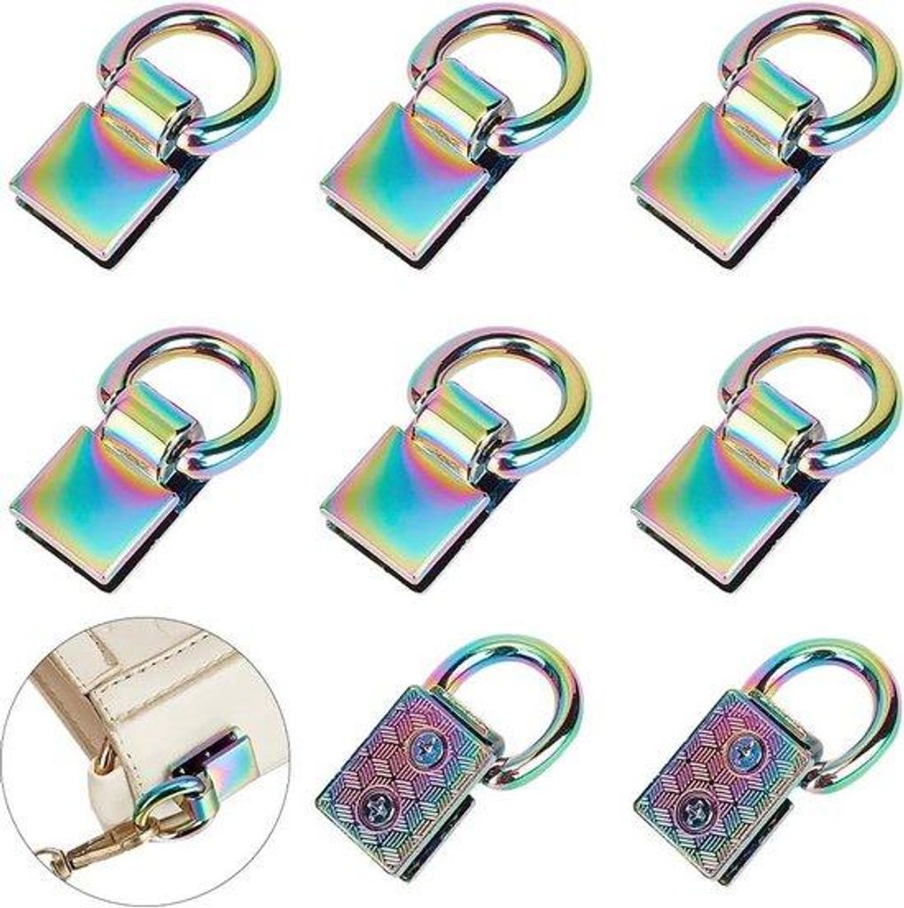Regenbogentas mit Metallschloss und Kettengesperr - metallisch - D-Ring
