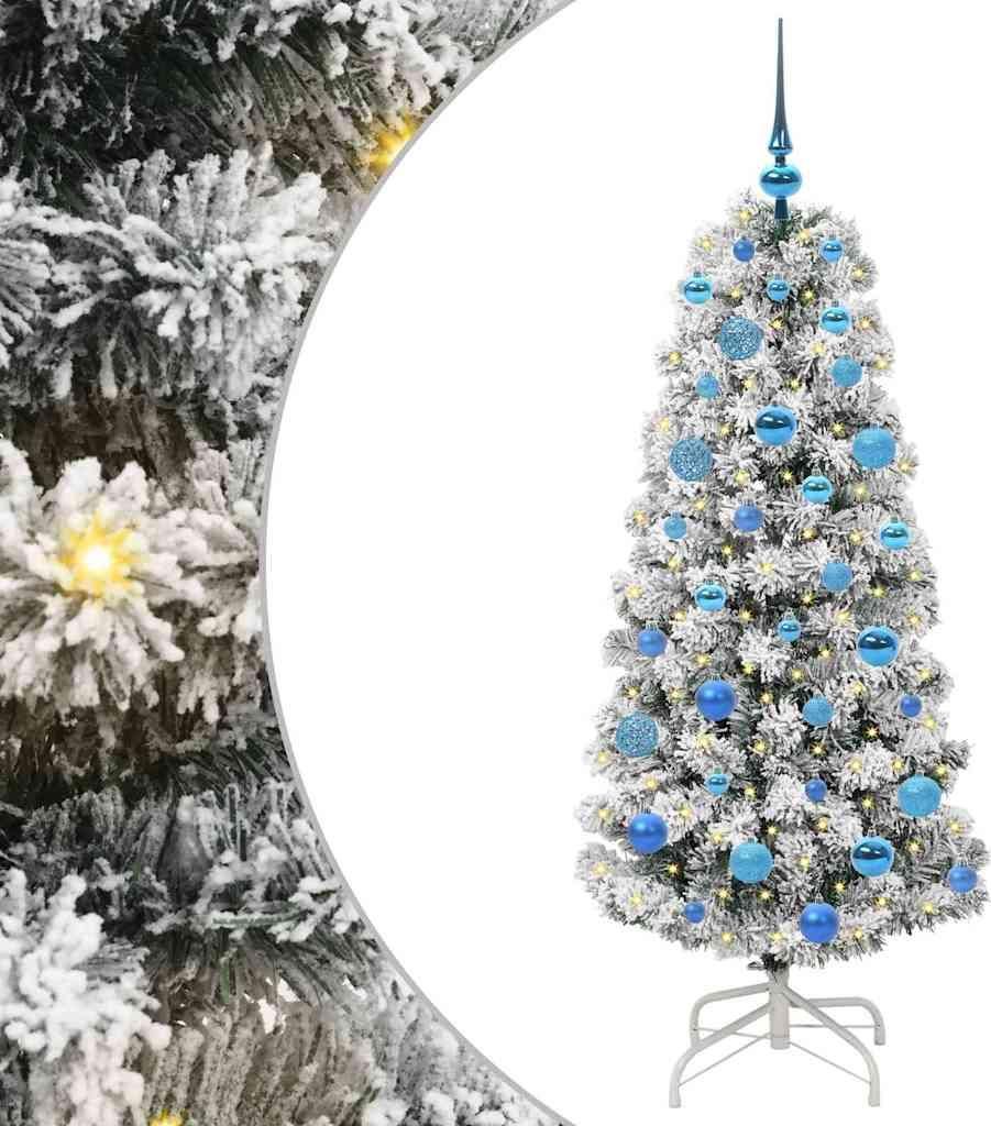 vidaXL Künstlicher klappbarer Weihnachtsbaum Grün und Weiß 150 cm