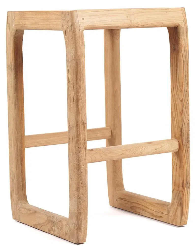 Tabouret de bar 70cm pour îlot de cuisine : teck recyclé marron authentique