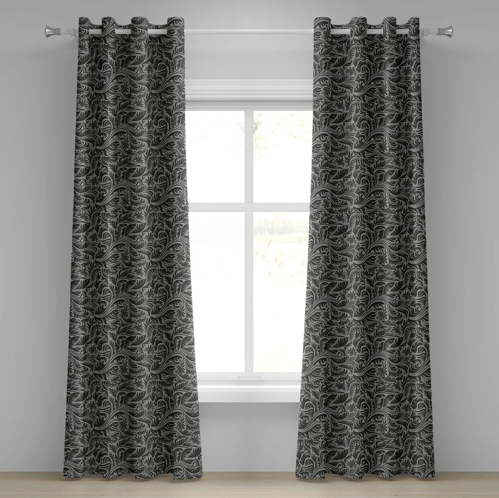 Tende Decorative ABAKUHAUS Foglie Astratte | Set 2 Pannelli 280x245