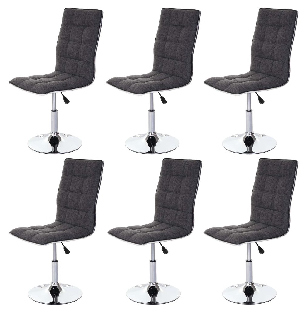 6er-Set Esszimmerstuhl | HxBxT 103x43x54cm | Sitzhöhe 41cm | Stoff/Textil | Grau | Stuhl Küchenstuhl