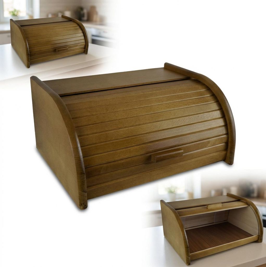Großer Holz-Brotkasten Eiche 40x29x18cm – Brotkorb für Brotaufbewahrung