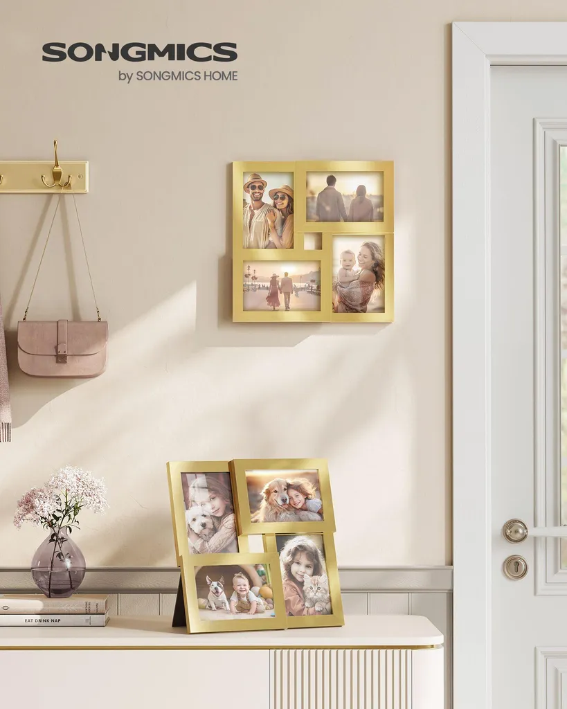 JUXYES Set Di 4 Mini Cornici In Ottone Da Appendere Alla Parete Cornici In Vetro Per Quadri Espositori Per Opere A 955255