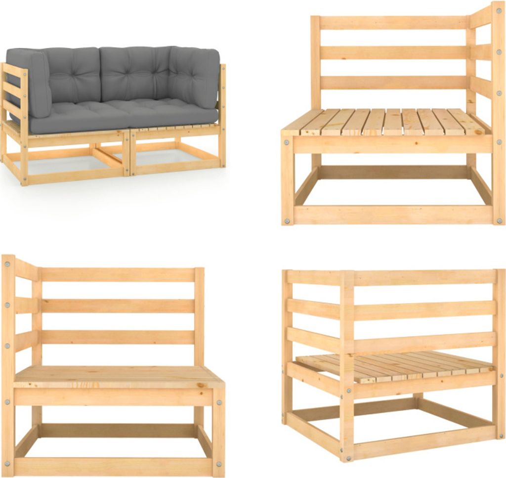 vidaXL Gartensofa 2 Sitzer mit Kissen Kiefer Massivholz - 2-Sitzer-Sofa - 2-Sitzer-Sofas - Ecksofa - Ecksofas