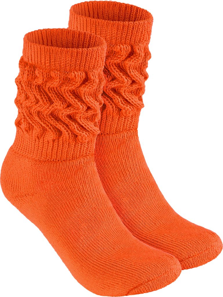 BRUBAKER Slouch Socken - Damen Schoppersocken für Fitness, Yoga und Workout - Sportsocken für Frauen, Orange, Größe 39-42, 1 Paar