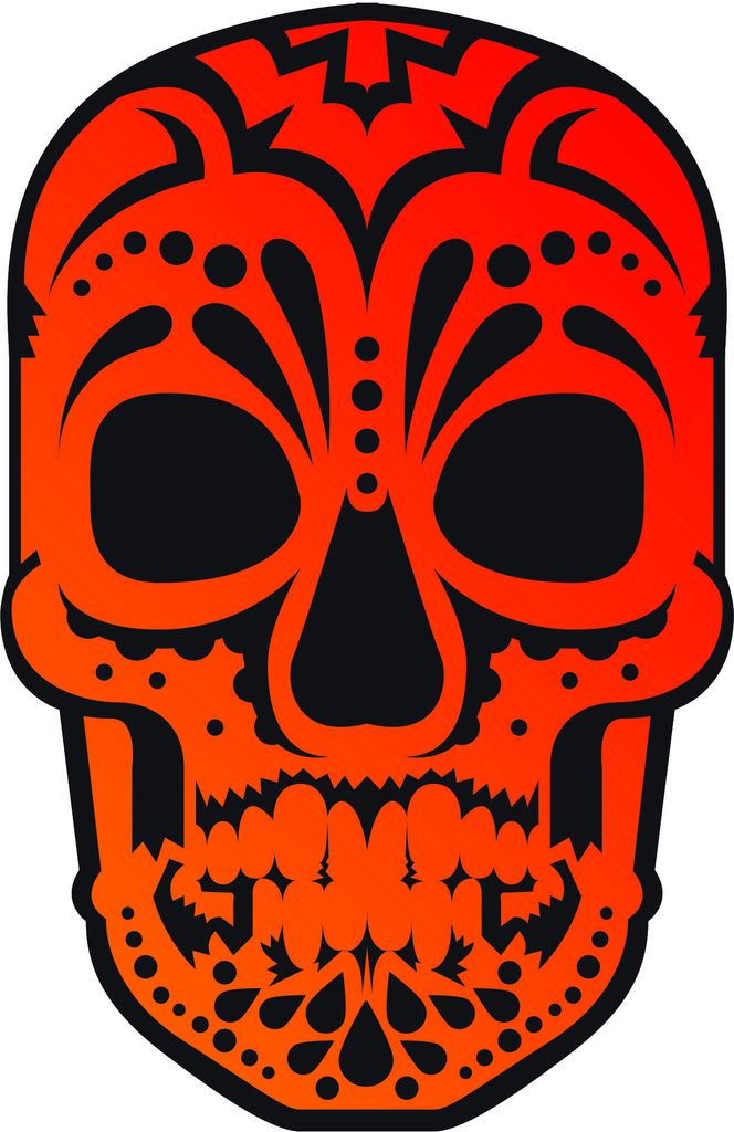 Kiwistar Totenkopf orange Mehrfarbig WANDTATTOO 60 x 39cm - Dekoration für Kinderzimmer Schlafzimmer Wohnzimmer Küche Badezimmer