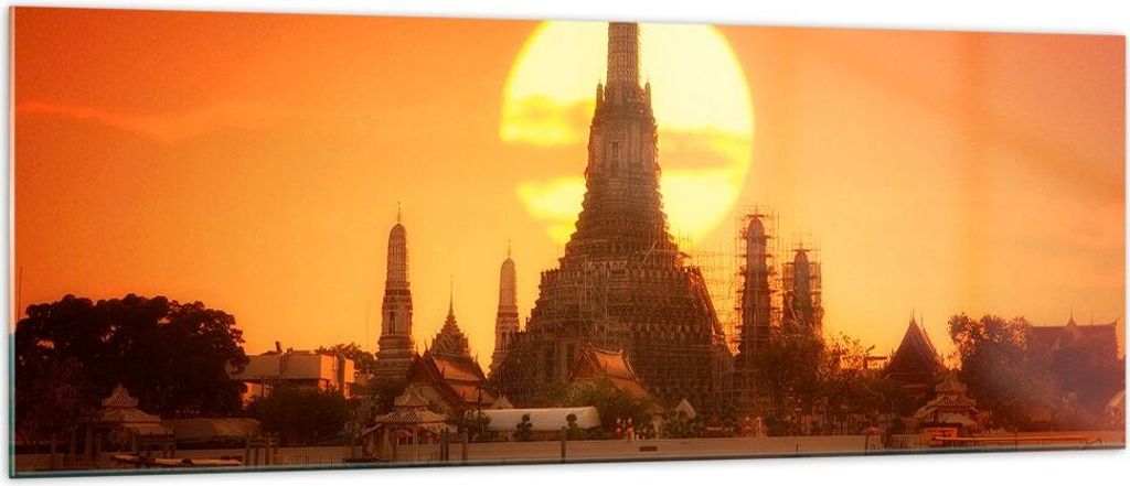 Bilder auf glas - Tempel Asien - 140x50cm - Glasbilder - Wandbilder - Kunstdruck - zum Aufhängen bereit - Wanddekoration aus Glas - Glas Bilder - ...