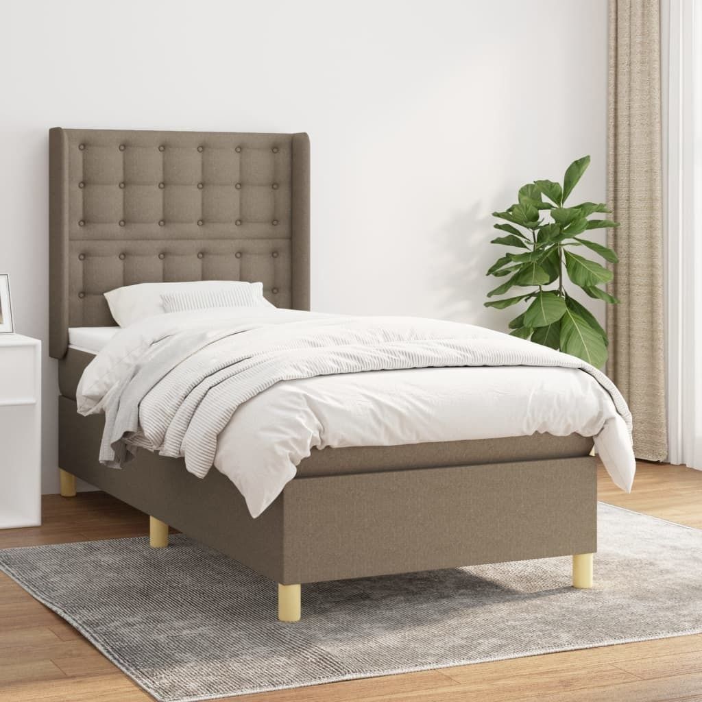 The Living Store Boxspringbett mit Matratze Taupe 90x190 cm Stoff