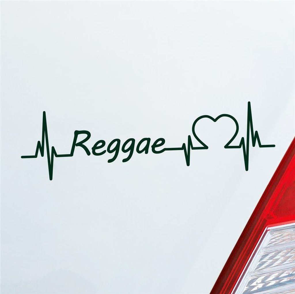 Auto Aufkleber Reggae Puls Herzschlag 19x5,5 cm Dunkelgrün Sticker Heckscheibenaufkleber