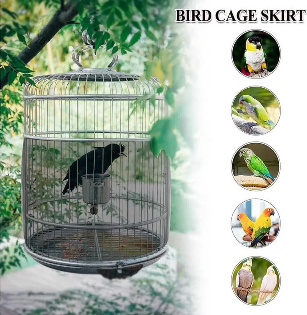 Filet Attrape-Graines Noir pour Cage à Oiseaux en Nylon Souple
