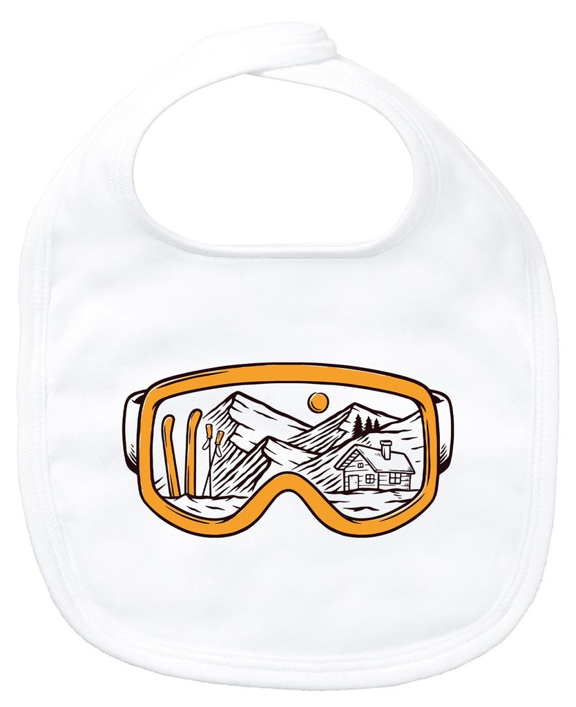 Huuraa Baby Lätzchen Ski Skibrille White Klettverschluss Baumwolle Latz Geschenkidee