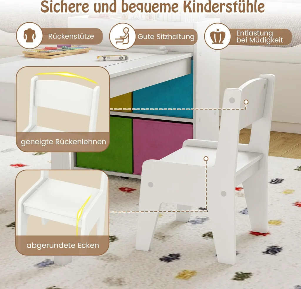 Ensemble table de dessin pour enfant de 3 ans et plus avec chaises