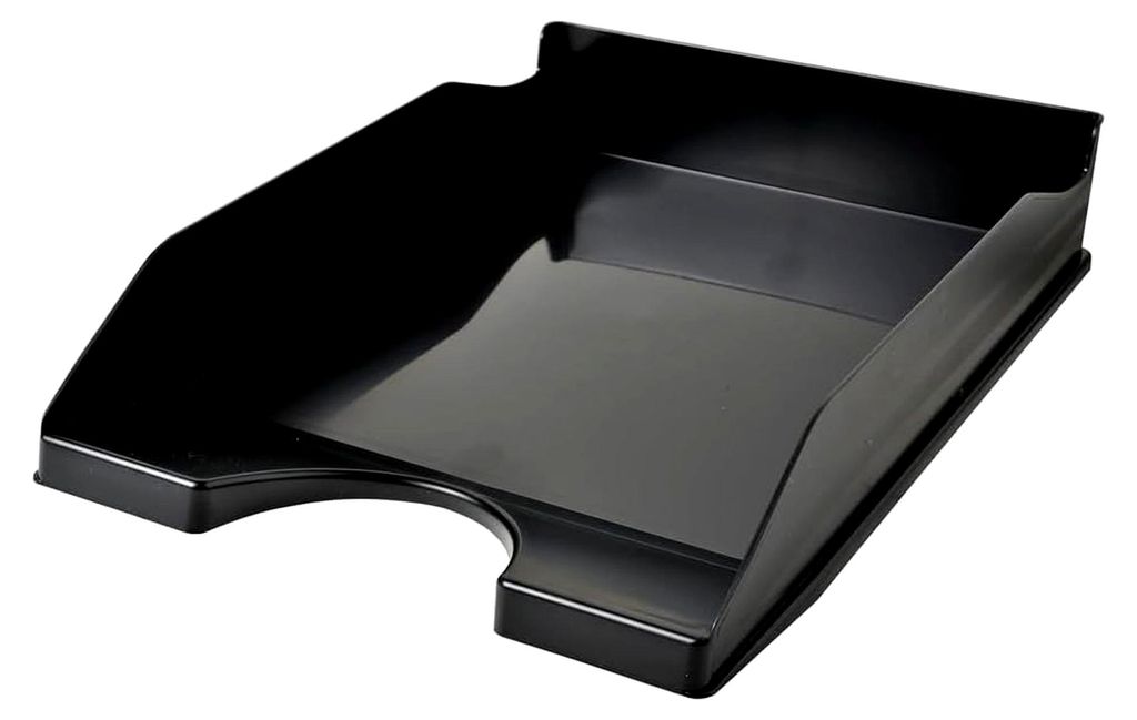 10er Pack Premium Briefablage Ecotray aus recyceltem Kunststoff DIN A4, stapelbare Ablagekörbe, Blauer Engel, schwarz