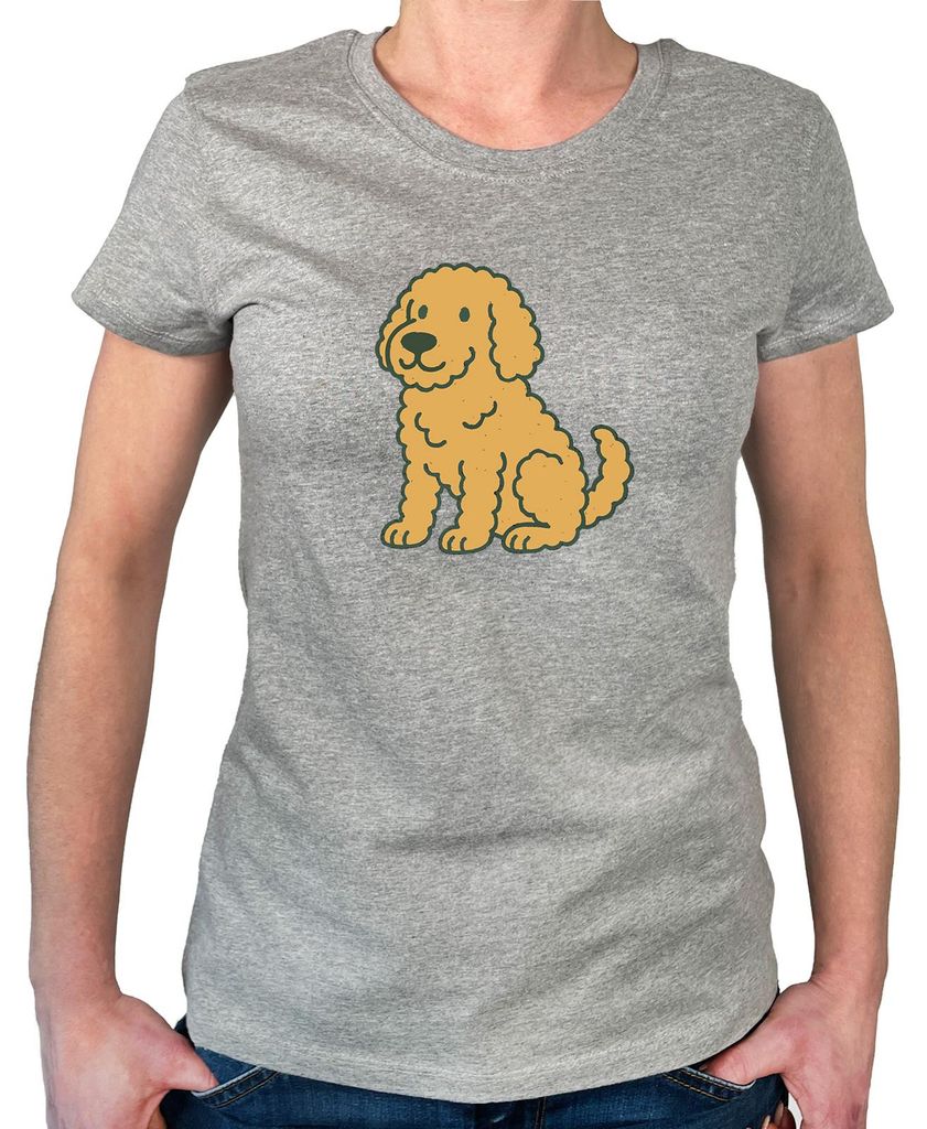 Huuraa Damen T-Shirt Goldendoodle Comic Goldiepoo XS Sport Grey Bio Baumwolle Fairtrade Damenshirt Geschenkidee