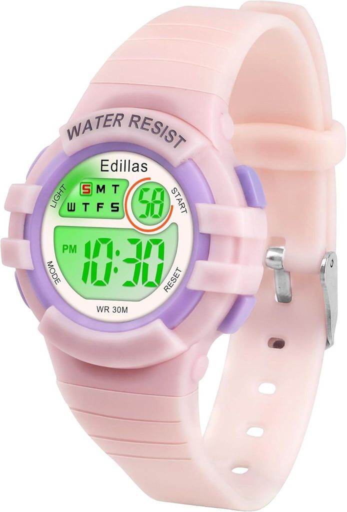 7 Farben Wasserdicht Armbanduhr Digital für Kinder Sport Outdoor Multifunktionale Digitaluhr mit Stoppuhr/Alarm