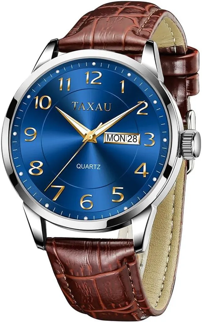 Orologio da Polso Uomo Elegante | Cinturino Pelle Day-Date Waterproof