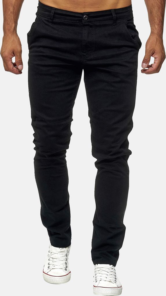 Elara Herren Chino Hose Stretch Chunkyrayan MEL009-Schwarz-33/36