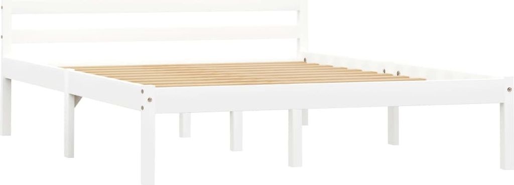 Möbel Massivholzbett - Bettrahmen - Bettgestell - Doppelbett - Weiß Kiefer 140x200 cm - Polsterbett Klassische Betten CLORIS6538658