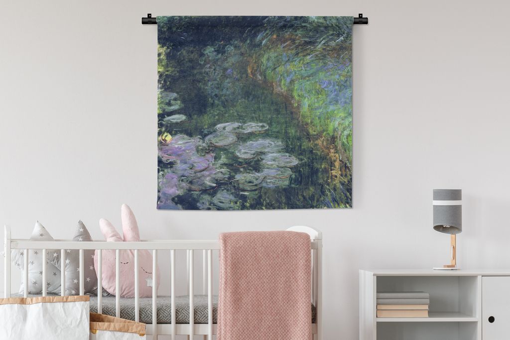 MuchoWow Wandteppich Wandbehang Seerosen - Claude Monet 90x90 cm Tapisserie Dekoration Wandtuch - Wandaufhänger