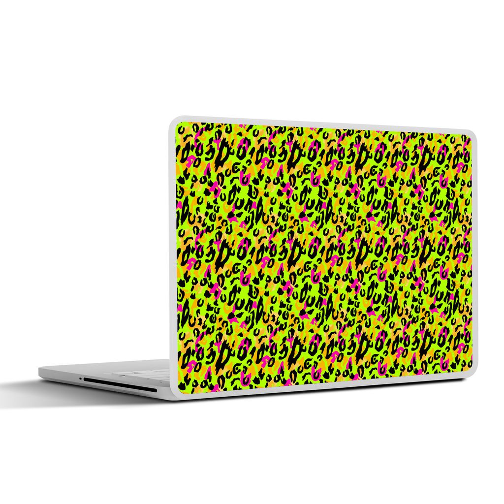 MuchoWow Laptop Aufkleber Sticker Cover Pantherdruck - Muster - Neon - Gelb 30x21 cm - Sticker für Laptop - Selbstklebend