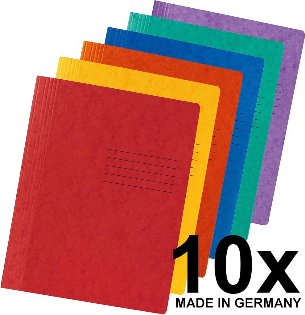 Original DINOR 6er Pack Schnellhefter + 4 Gratis. Germany. Aus extra starkem Colorspan-Karton für DIN A4 kaufmännische Heftung farbig sortiert He...