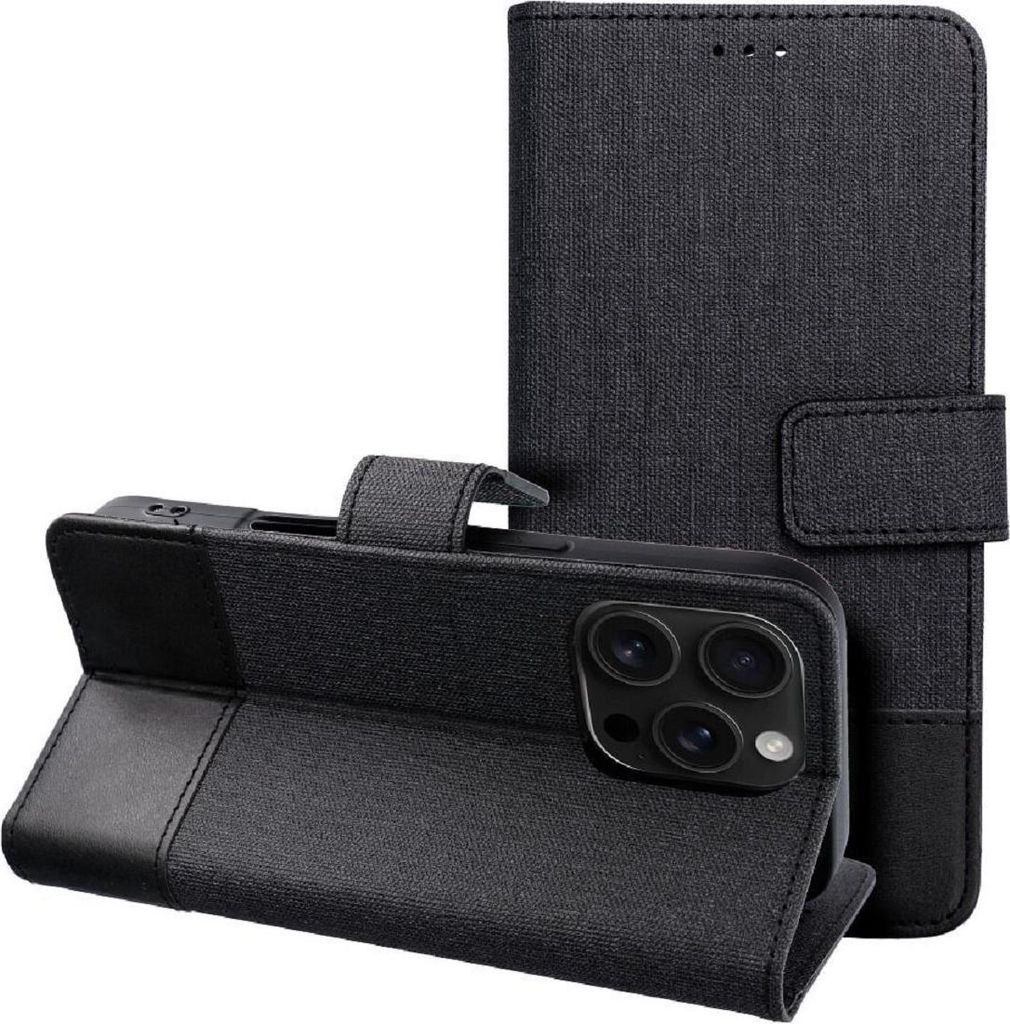 Handyhülle mit Kartenfach & TV-Standfunktion Schutzhülle kompatibel mit iPhone 17 Pro Max Schwarz