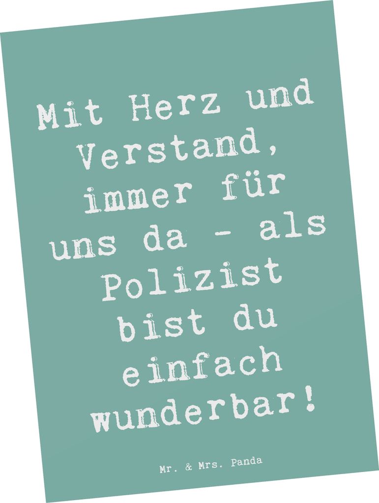 Mr. & Mrs. Panda Postkarte Spruch Polizist Wunderbar - Meeresbrise - Geschenk, Postkarten, sicherheit, Aufmerksamkeit, Dankbarkeit, Danke sagen, Gr...