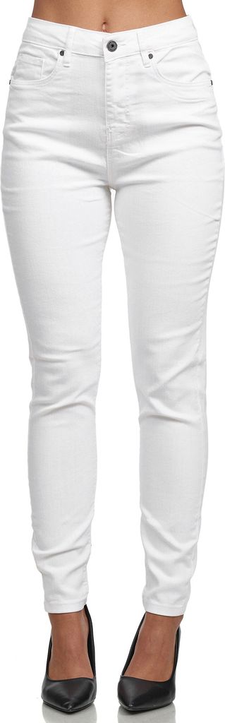 Tazzio Damen Skinny Fit High Waist Jeans F101 (Weiß, 36)