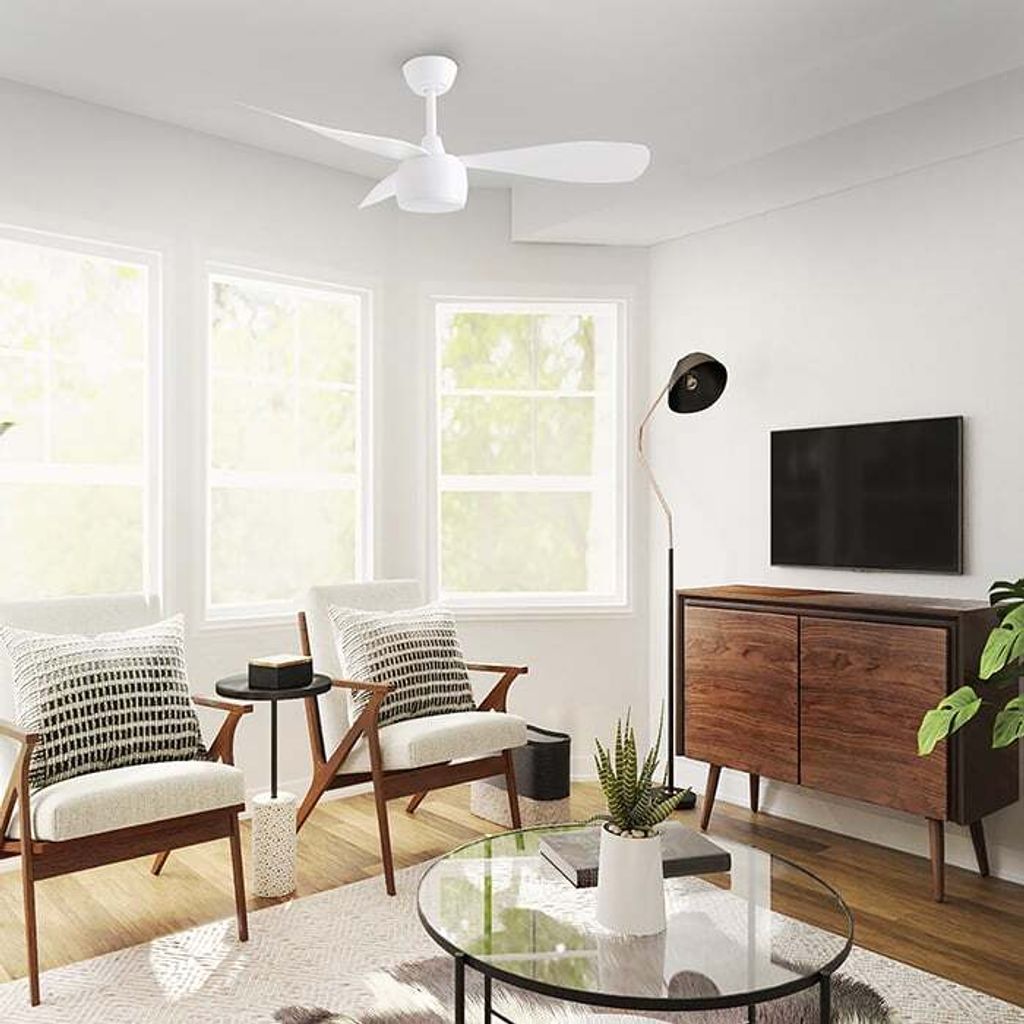 Deckenventilator SULA 107 cm weiß, 3 Flügel, leiser DC-Motor, dimmbare LED (3 Lichtfarben), Sommer-Winter-Funktion, Fernbedienung, für Räume < ...