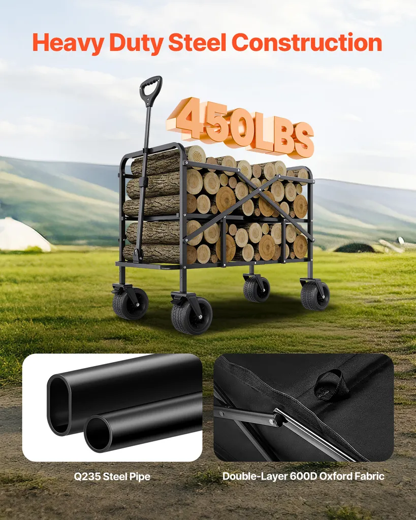 Chariot de Jardin Pliable VEVOR avec Roues Tout-Terrain Multi-Usage