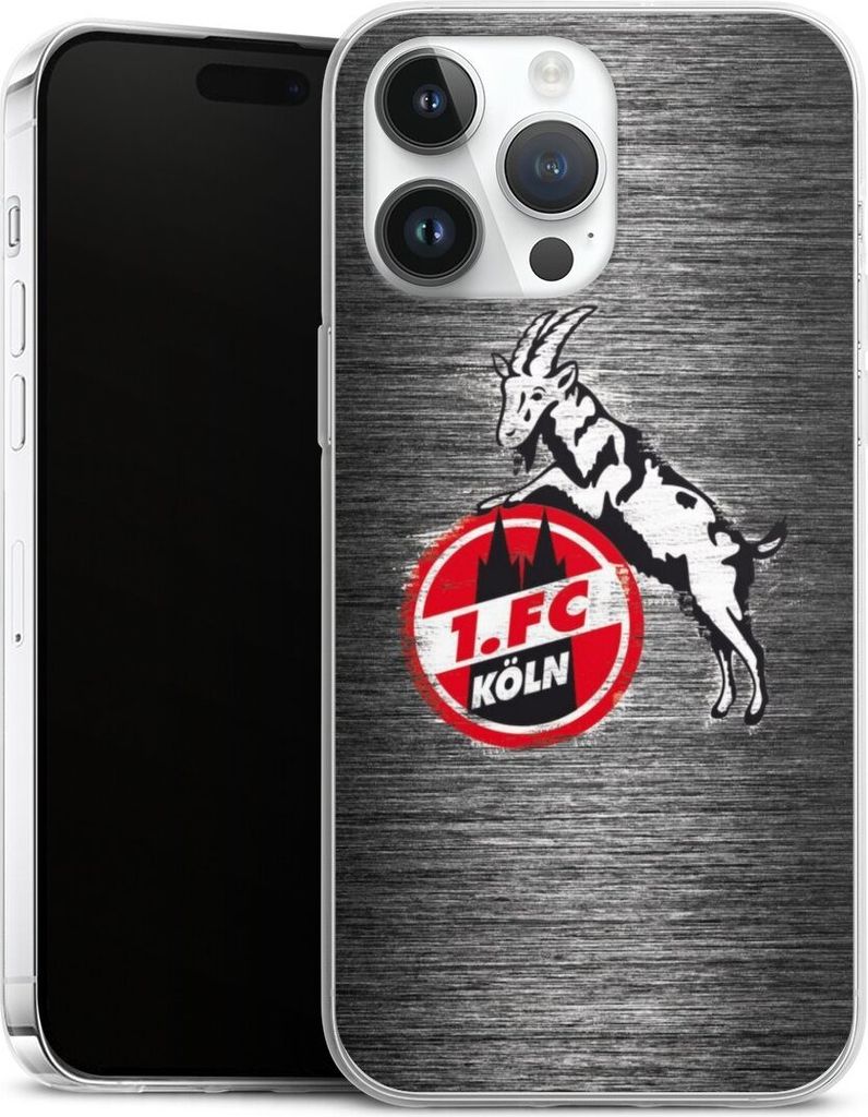 DeinDesign Slim Hülle für Apple iPhone 14 Pro Max Silikon Case Ultra Dünn Handyhülle 1. FC Köln Metallic Look Offizielles Lizenzprodukt