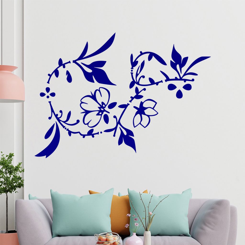 Blumenranke - Linien Wandtattoo in 6 Größen - Wandaufkleber Wall Sticker - Dekoration, Küche, Wohnzimmer, Schlafzimmer, Badezimmer