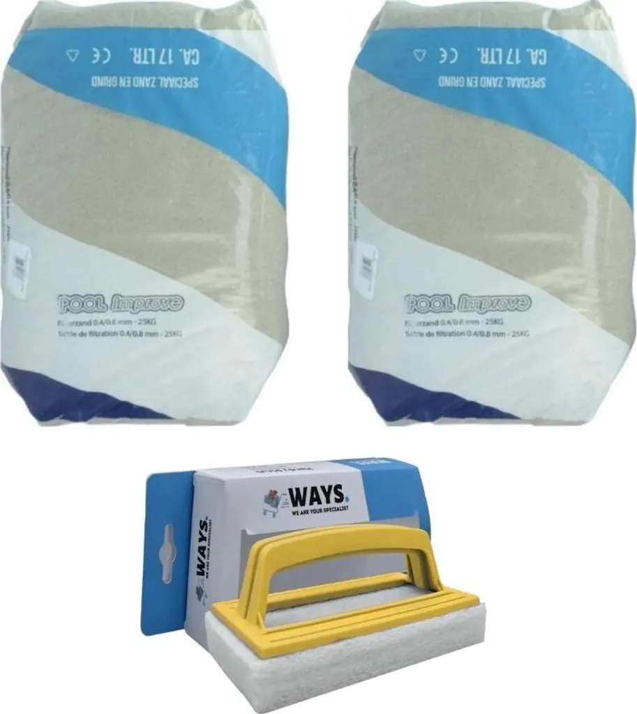 OFFERTA 50kg Sabbia Piscina Pool Improve + Spazzola WAYS Omaggio