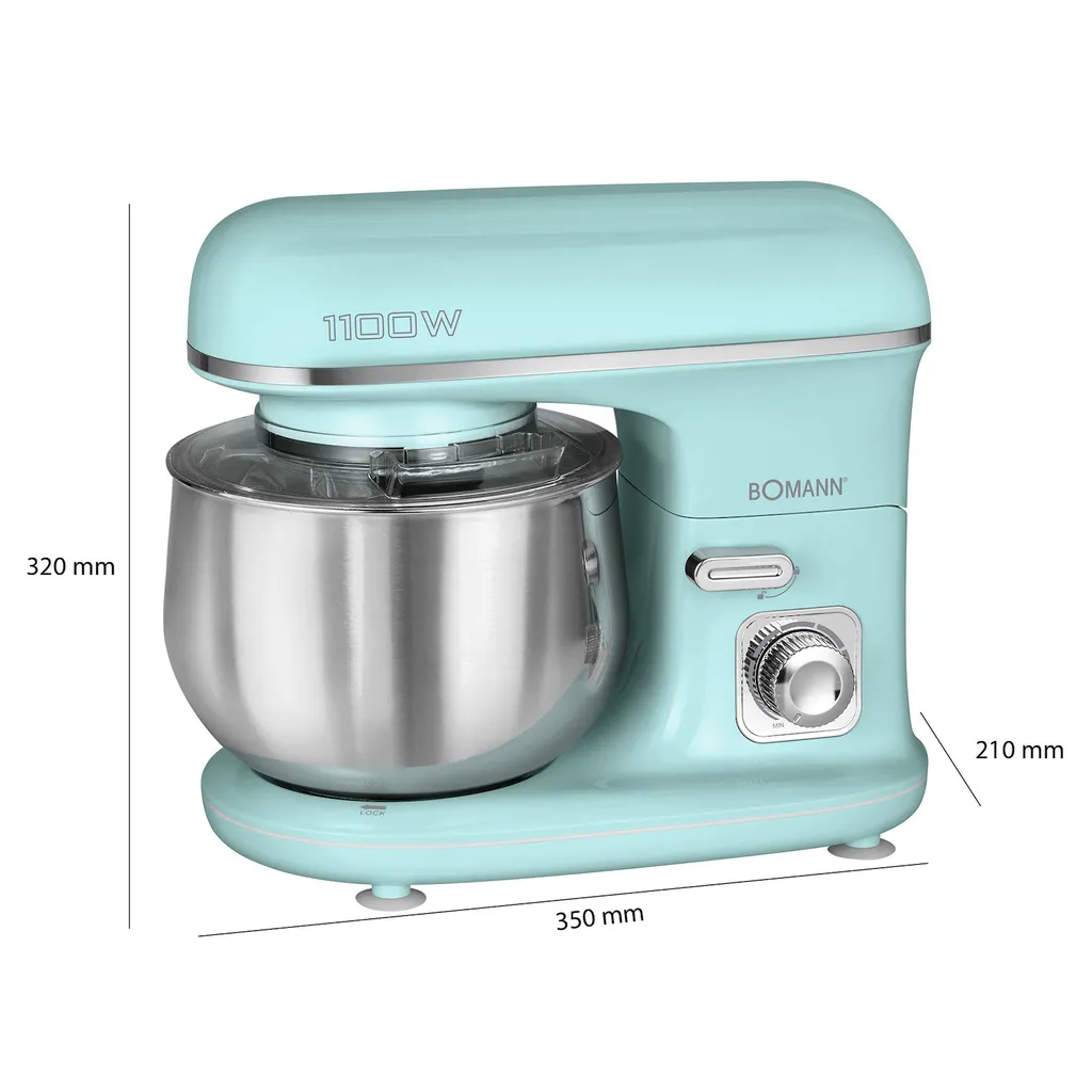 Robot Pâtissier pour Pain et Gâteaux 5L 1100W - Idéal Famille Menthe