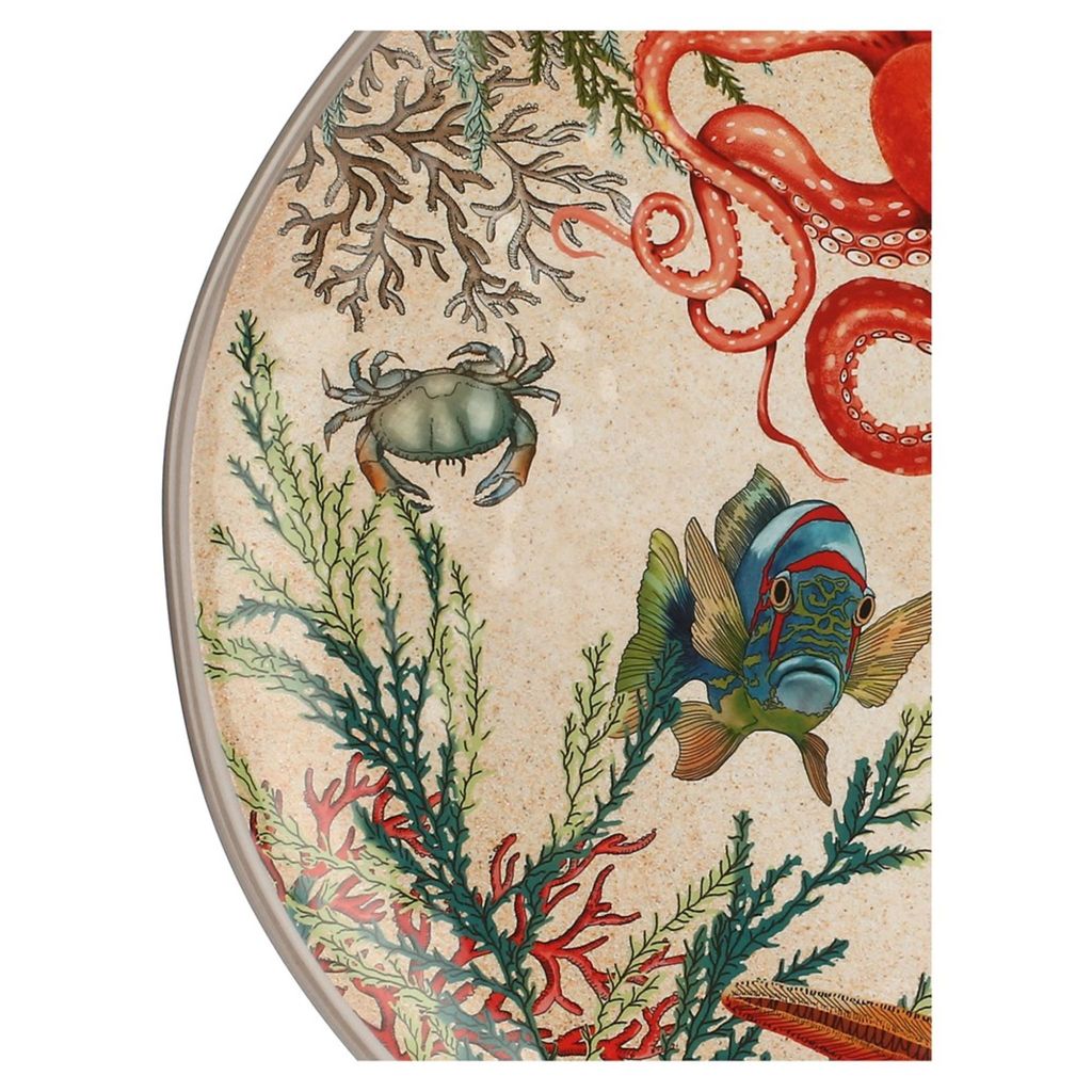 Set Di 2 Vassoi A Forma Di Pesce Con Portacandele In Vetro | Decorazione Marina Per Casa, Bianco E Blu, 34 Cm