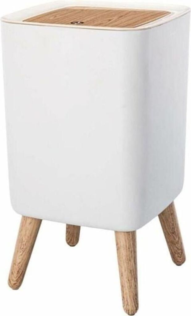 Steckbarer Badezimmer-Abfalleimer, Holz und Polypropylen, 10 l