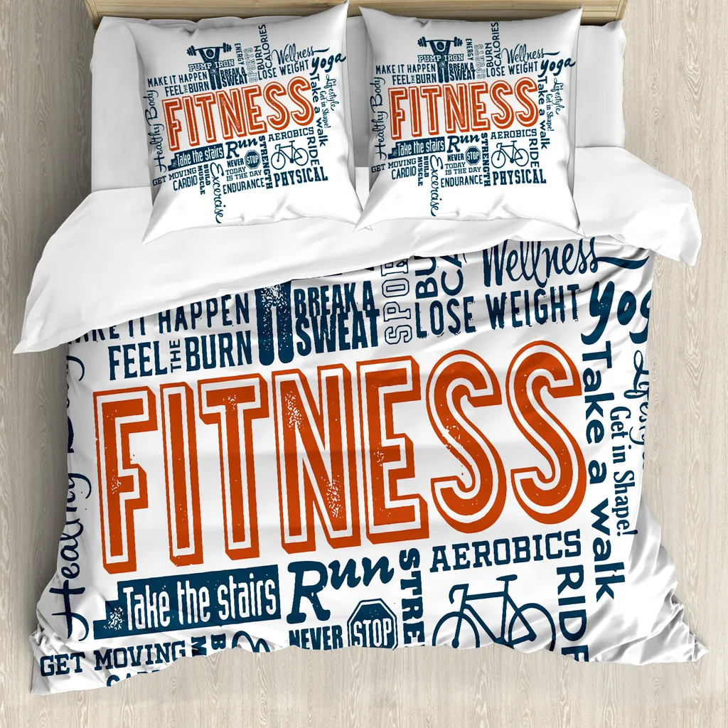 Sacco Piumino Fitness Retrò 155x220: Arredo Notte ABAKUHAUS Blu e Arancio