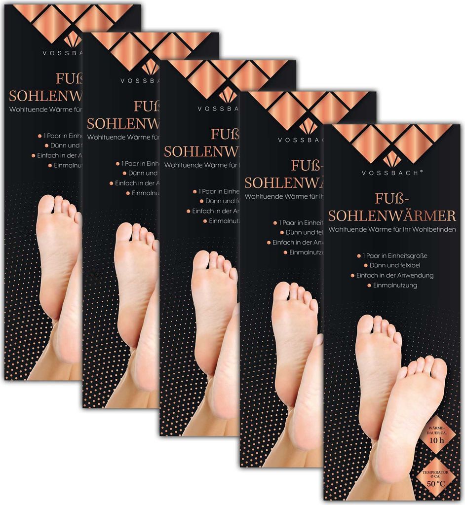 VOSSBACH 5 Paar Fußsohlenwärmer 10 Stunden Einlegesohlen Schuhwärmer Fußwärmer Sohlenwärmer Wärmesohlen