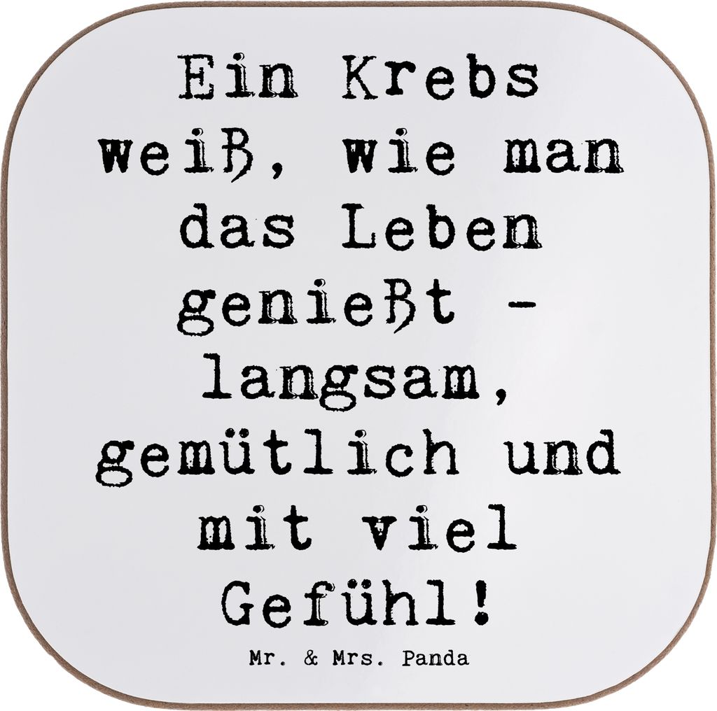 Mr. & Mrs. Panda Tassenuntersetzer Spruch Krebs Genießer - Weiß - Geschenk, Geschenke Astrologie, Untersetzer für Gläser, Tischuntersetzer, Hor...