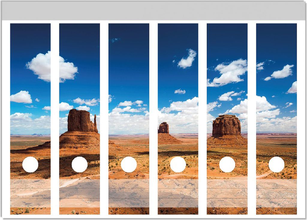 Wallario Ordnerrücken Sticker, selbstklebend für breite Ordner, 6 Stück, Motiv Monument Valley