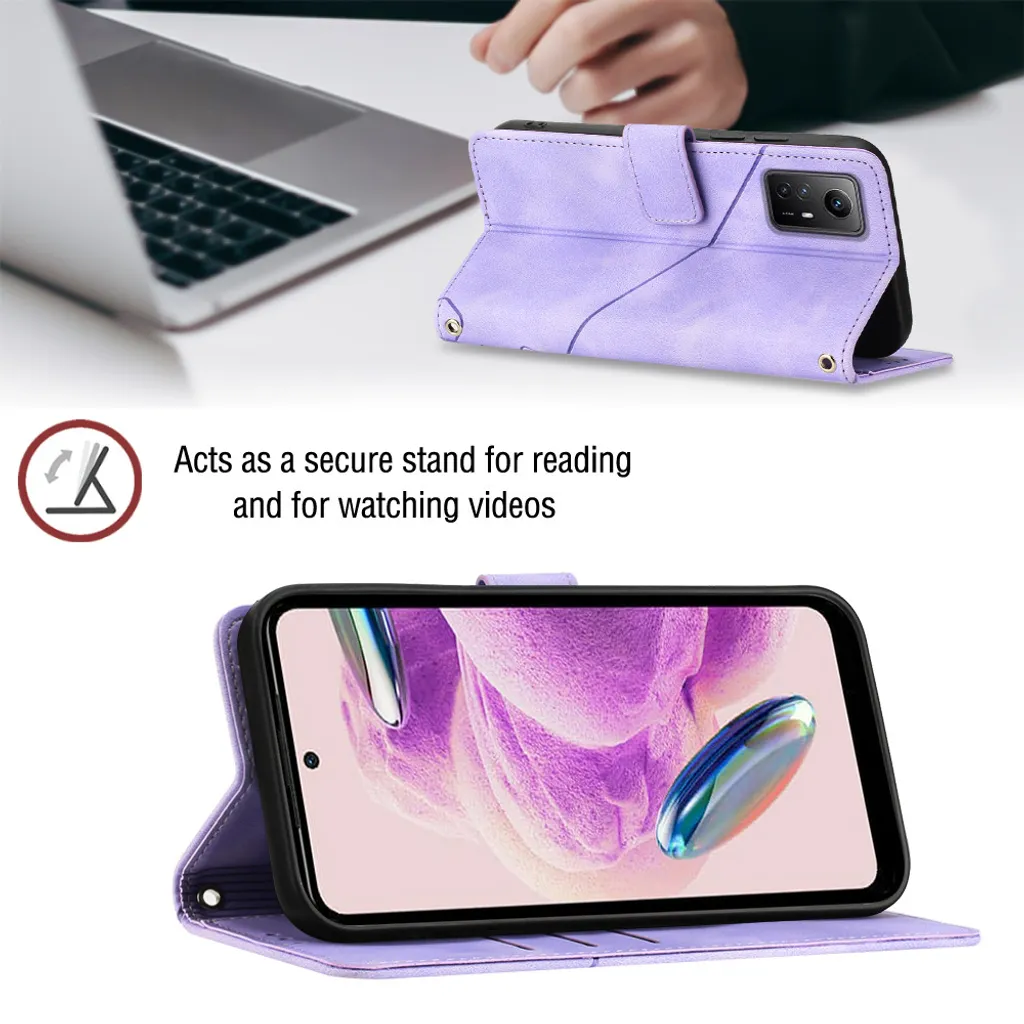 Protezione Antiurto Per Cellulare Custodia Per Xiaomi + 5G Con Anello Girevole - Silicone TPU Morbido, Bordo Dorato, Protezione Antiurto, Colore Viola Redmi Note 14 Pro