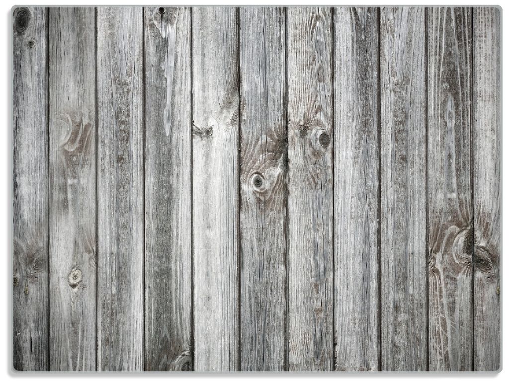 Wallario Glasunterlage, Schneidebrett aus Glas, Größe 30 x 40 cm, Motiv Holz-Optik Textur hellgraues Holz Paneele Dielen mit Asteinschlüssen