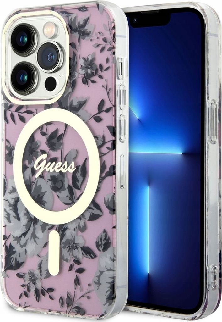 Guess Guhmp14Lhcfwsp Fall für Iphone 14 Pro - rosa Blume Produktbild 