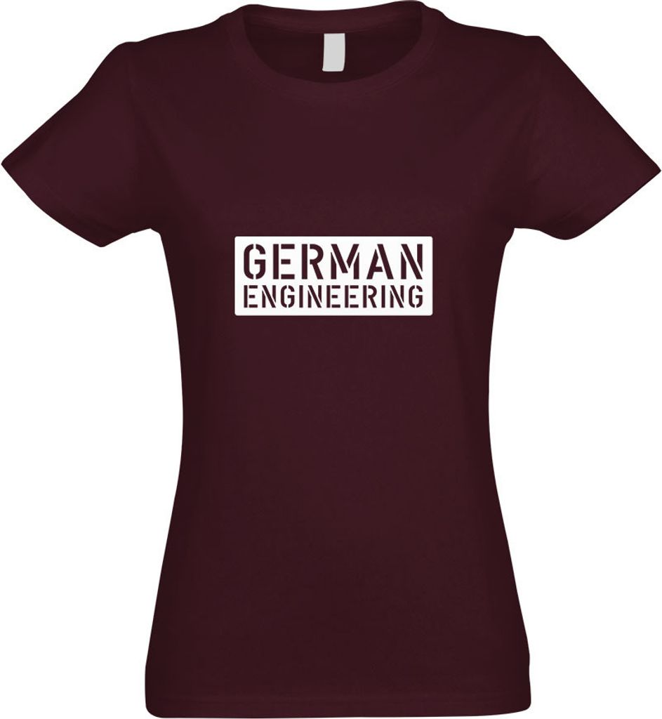 Kiwistar - T-Shirt tailliert - Damen - Burgund - German Engeneering - mit Motiv Bedruckt - Funshirt Design - Sport - Freizeit - Damen - M