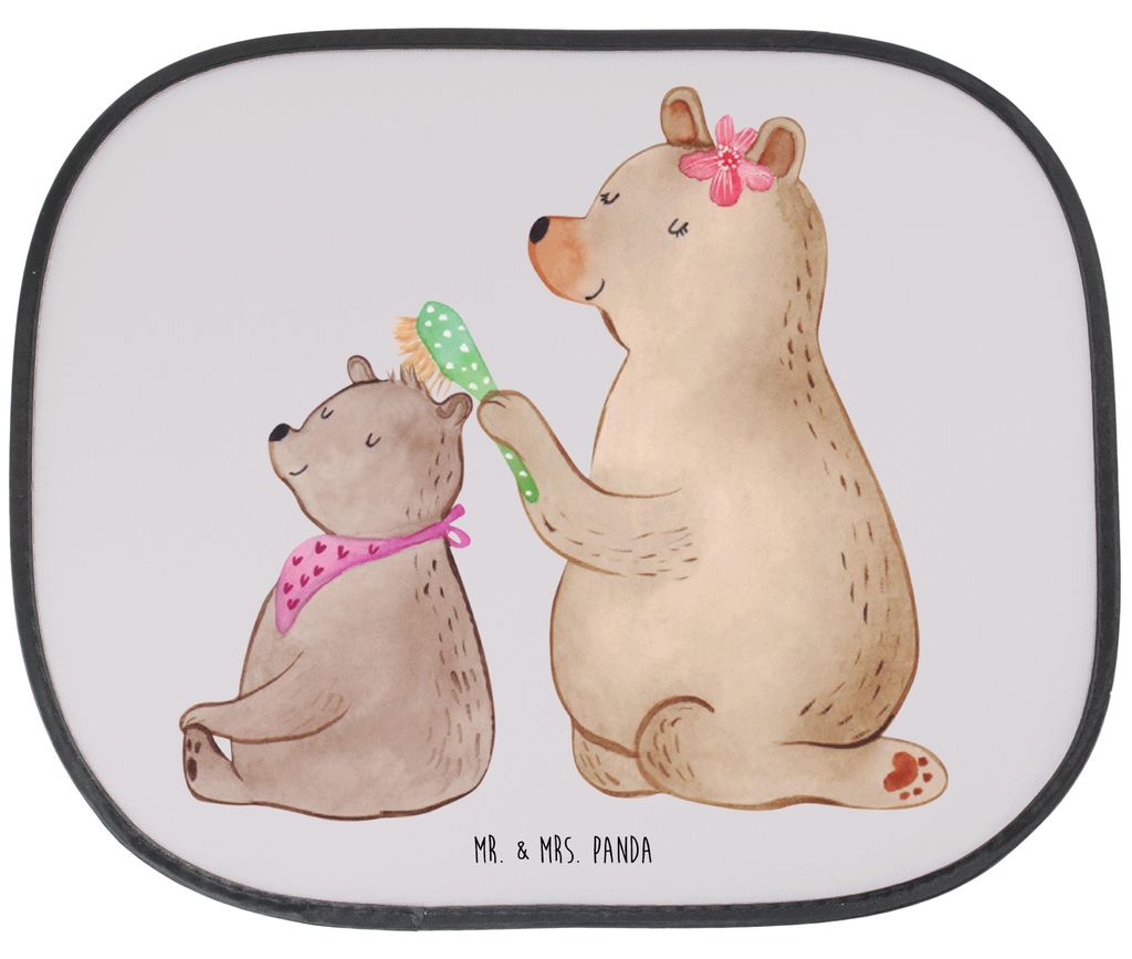 Mr. & Mrs. Panda Auto Sonnenblende Bär Kind - Grau Pastell - Geschenk, Hitzeschutz, Sonnenschutz, Muttertag, Pkw, Mutter, für, saugnapf, Bären