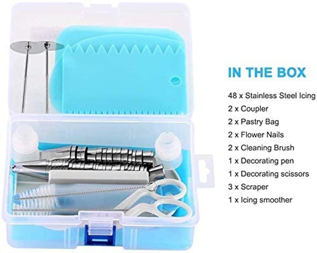 62 Teiliges Spritztüllen Set - 48 Edelstahldüsen + 3X Produktbild 2