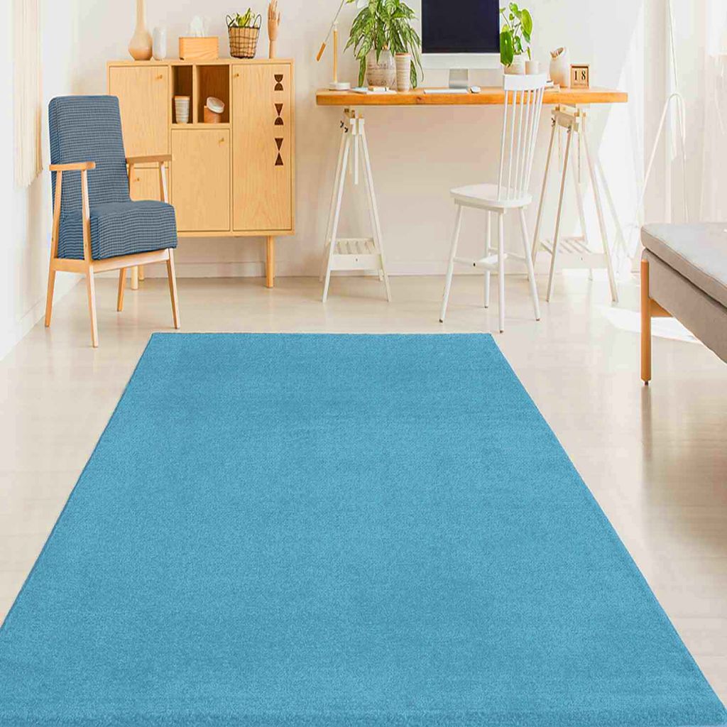 Kurzflor Teppich Lila für Wohnzimmer Schlafzimmer Soft Einfarbig Unifarben