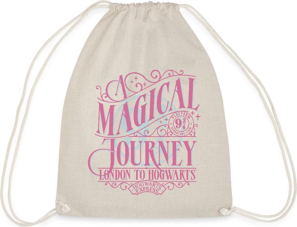 Spreadshirt Harry Potter Gleis 9¾ Design In Rosa & Blau Turnbeutel, One size, Natur