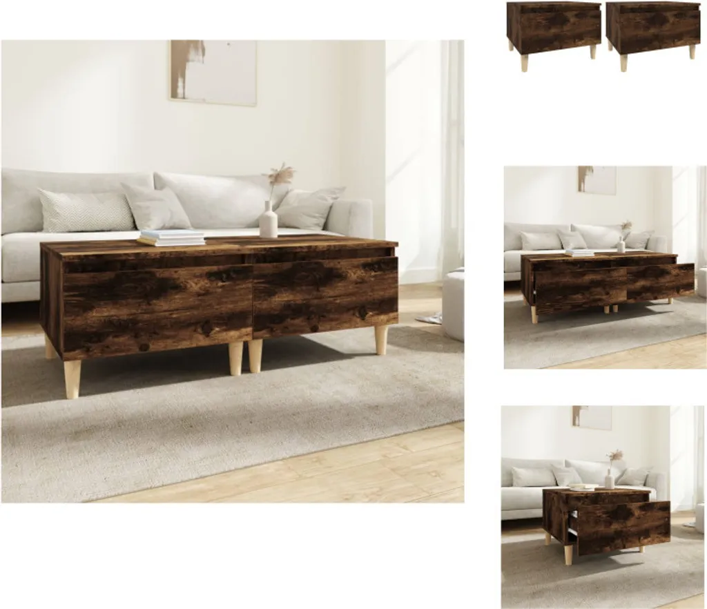 Lot de 2 tables de bout de canapé chêne fumé 50 cm pour salon moderne