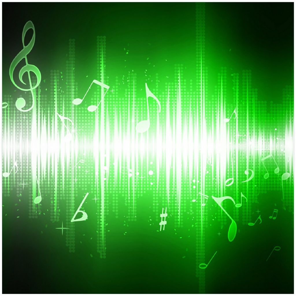 Wallario Premium Glasbild, freischwebende Optik, kräftige Farben, Größe 30 x 30 cm Motiv Grüne Noten der Musik